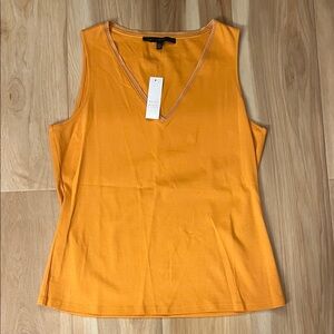 White House Black Market Vivid Orange Sleeveless Blouse